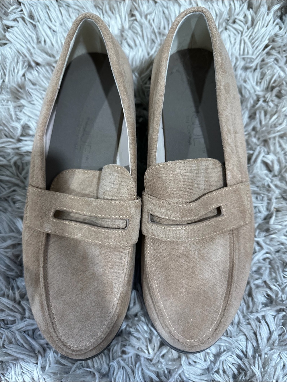 Women’s Suede Penny Loafers in Beige